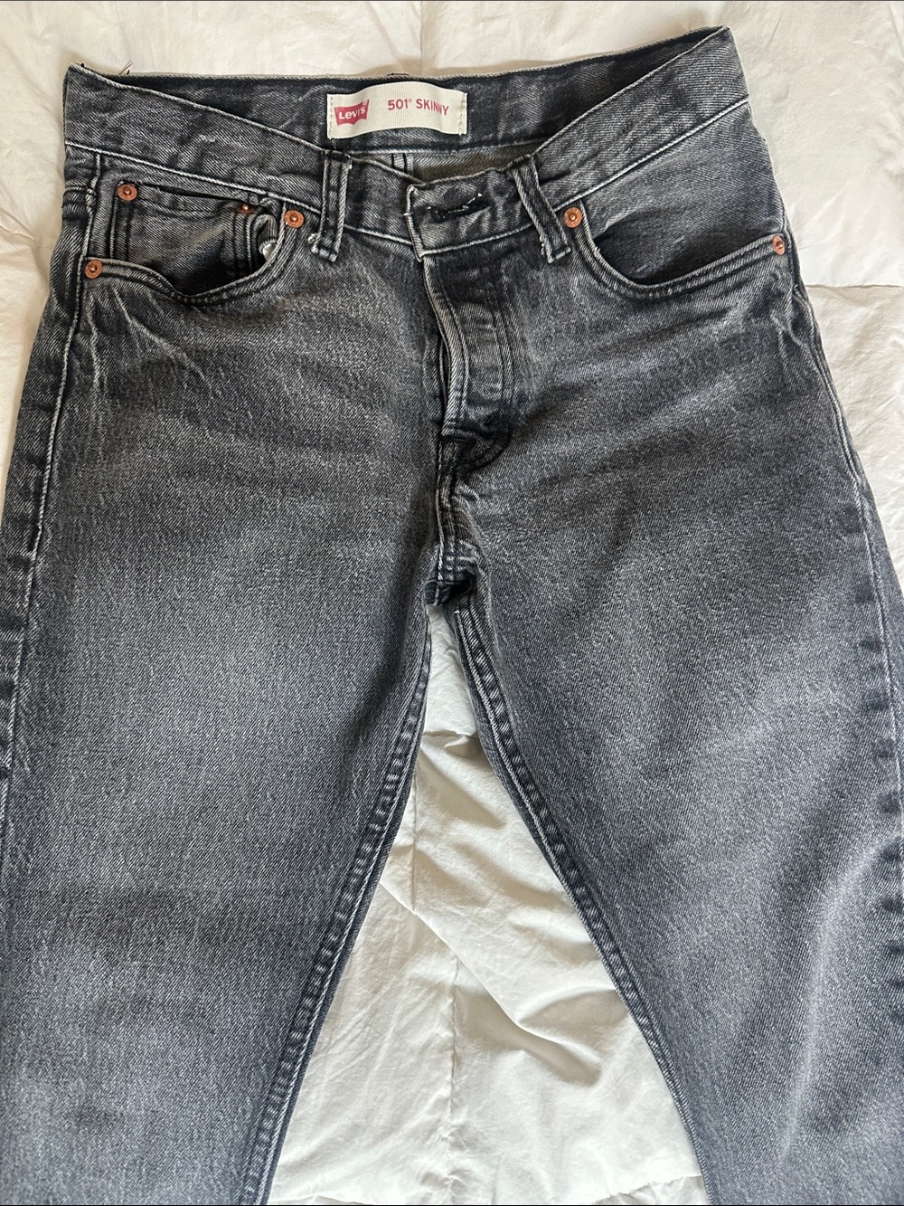 Levi's 501 Skinny Women’s Black Washed Jeans. Worn a couple times, almost new